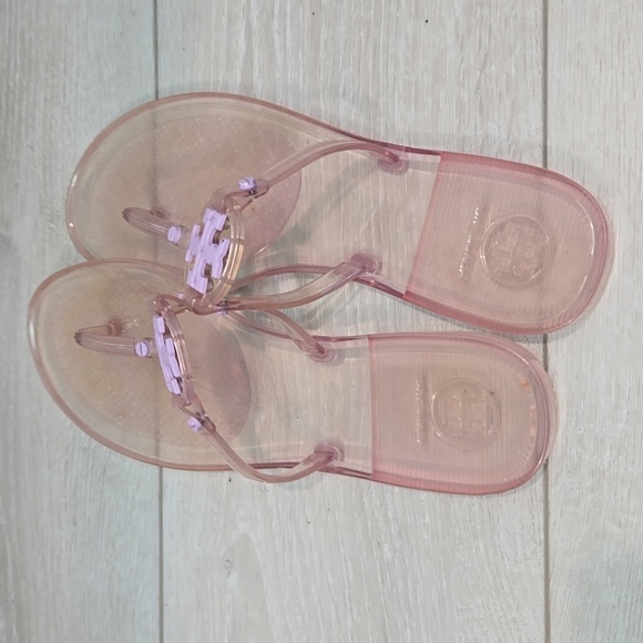 Women Tory Burch Women Clear Thong T Strap Sandals Beach Flats Sz 7